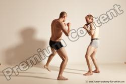 Underwear Martial art Man - Man White Moving poses Slim Short Blond Dynamic poses Academic